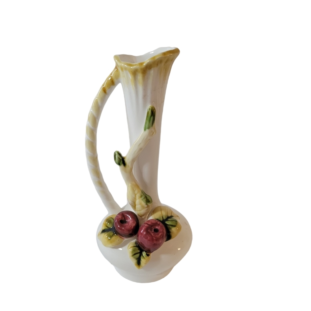 Vintage Enesco Decorative Pitcher Ceramic E3119 Fruit Leaves